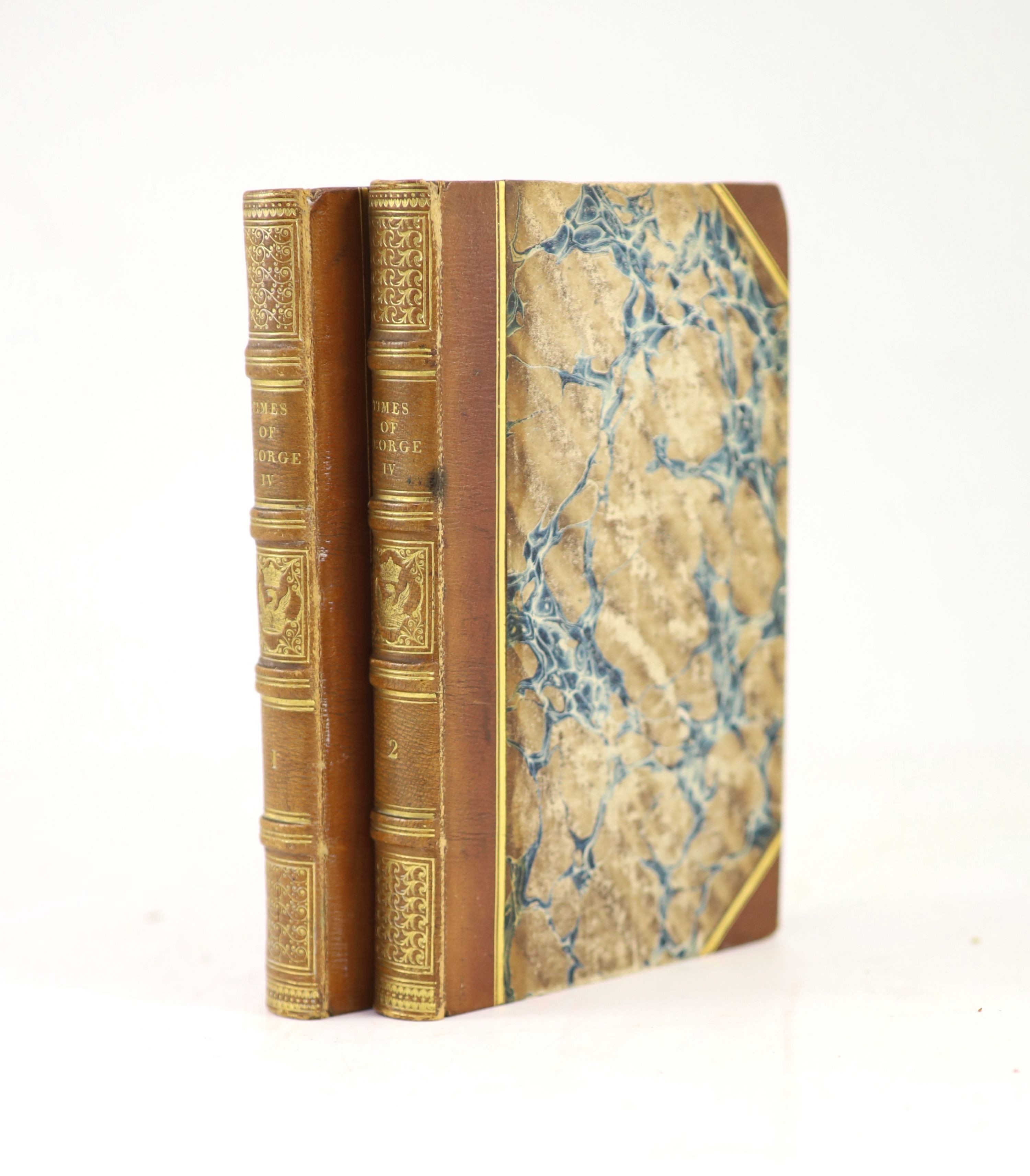 Anon [Lady Charlotte Campbell Bury] - Diary Illustrative of the times of George the Fourth... 2 Vols half gilt panelled calf and marbled paper, decoratively gilt spines with letters direct. Marbled edge and end papers. A